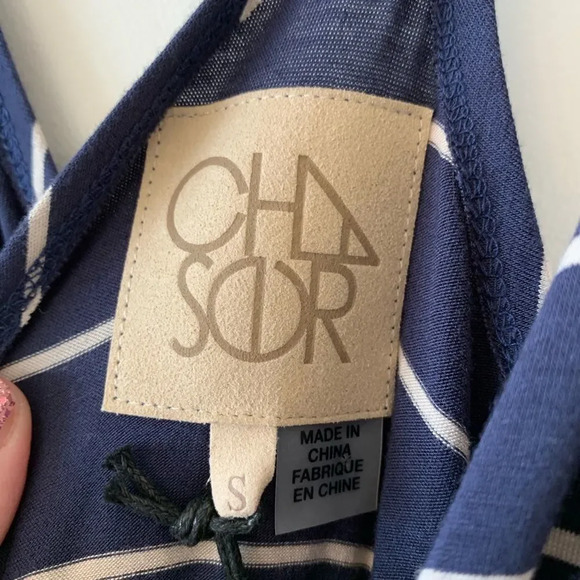 Chaser Crossover Mini Dress Navy Stripe Size Small New School‎ Spirit Collegiate - Picture 7 of 8
